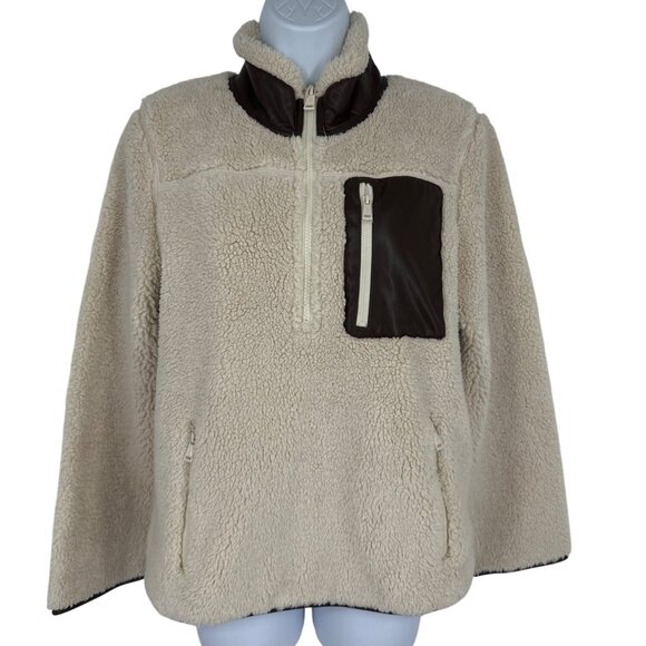 Lauren Ralph Lauren Sherpa Fleece Pullover Half-Zip Jacket Womens Size M - Picture 1 of 16